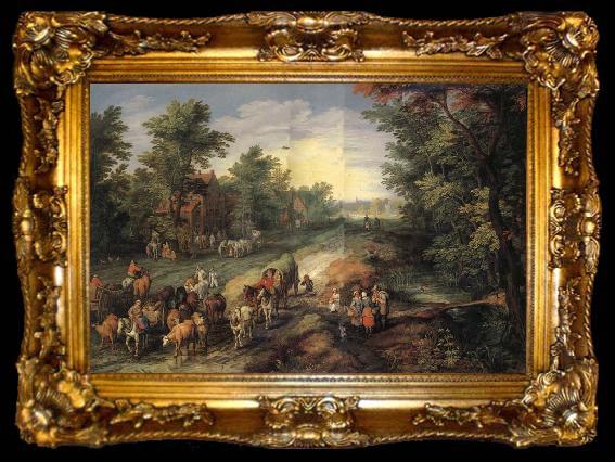 framed  Jan Brueghel Village Street, ta009-2